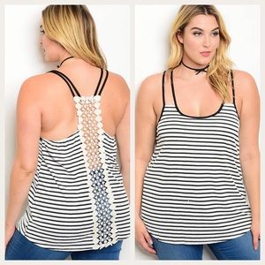 Black & White Striped Tank / Plus Size